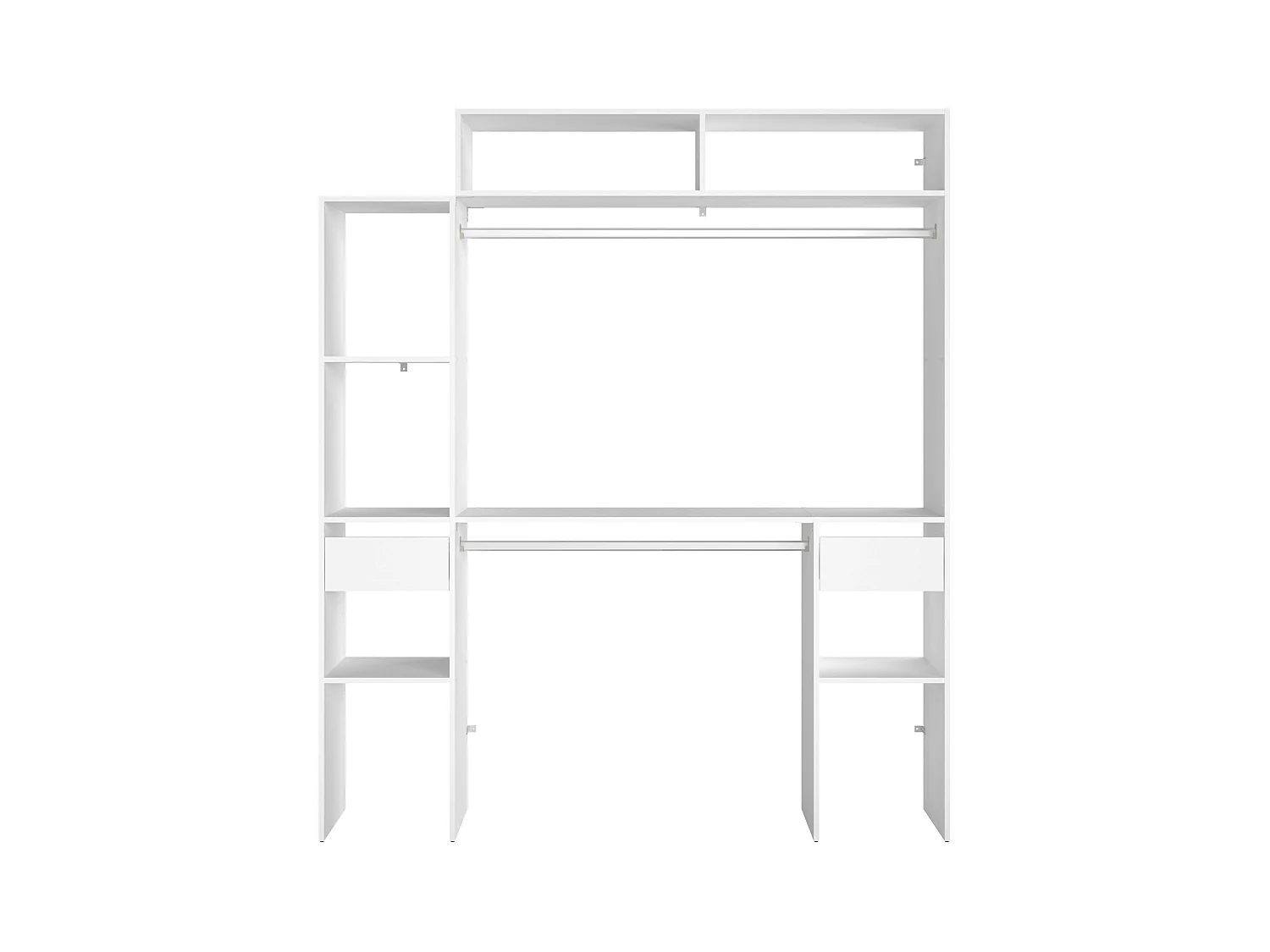 Vestidor Modular Abierto Custom Blanco Módulo C+F 7 Estantes 2 Cajones 178x203