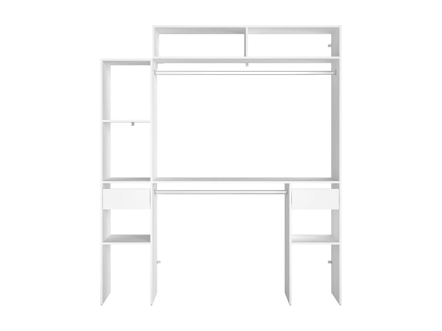 Vestidor Modular Abierto Custom Blanco Módulo C+F 7 Estantes 2 Cajones 178x203