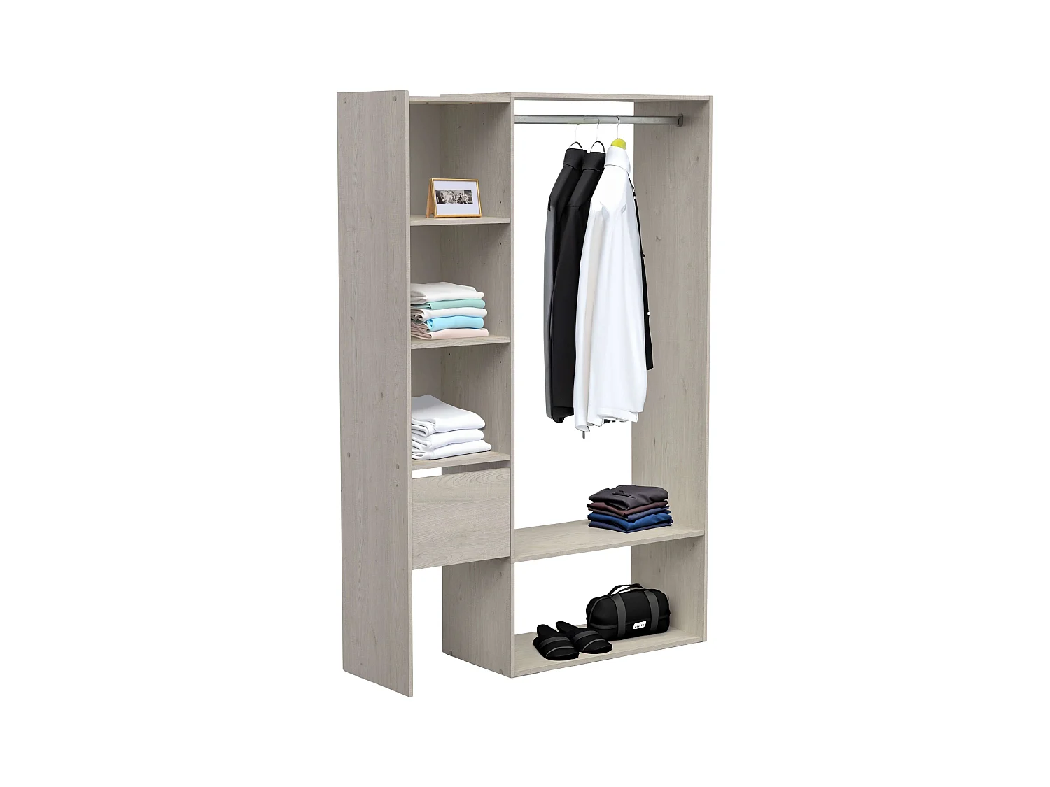 Vestidor Flower Melamina, Roble Topanga, 119x183 cm, 1 Cajón, Barra, 5 Estantes