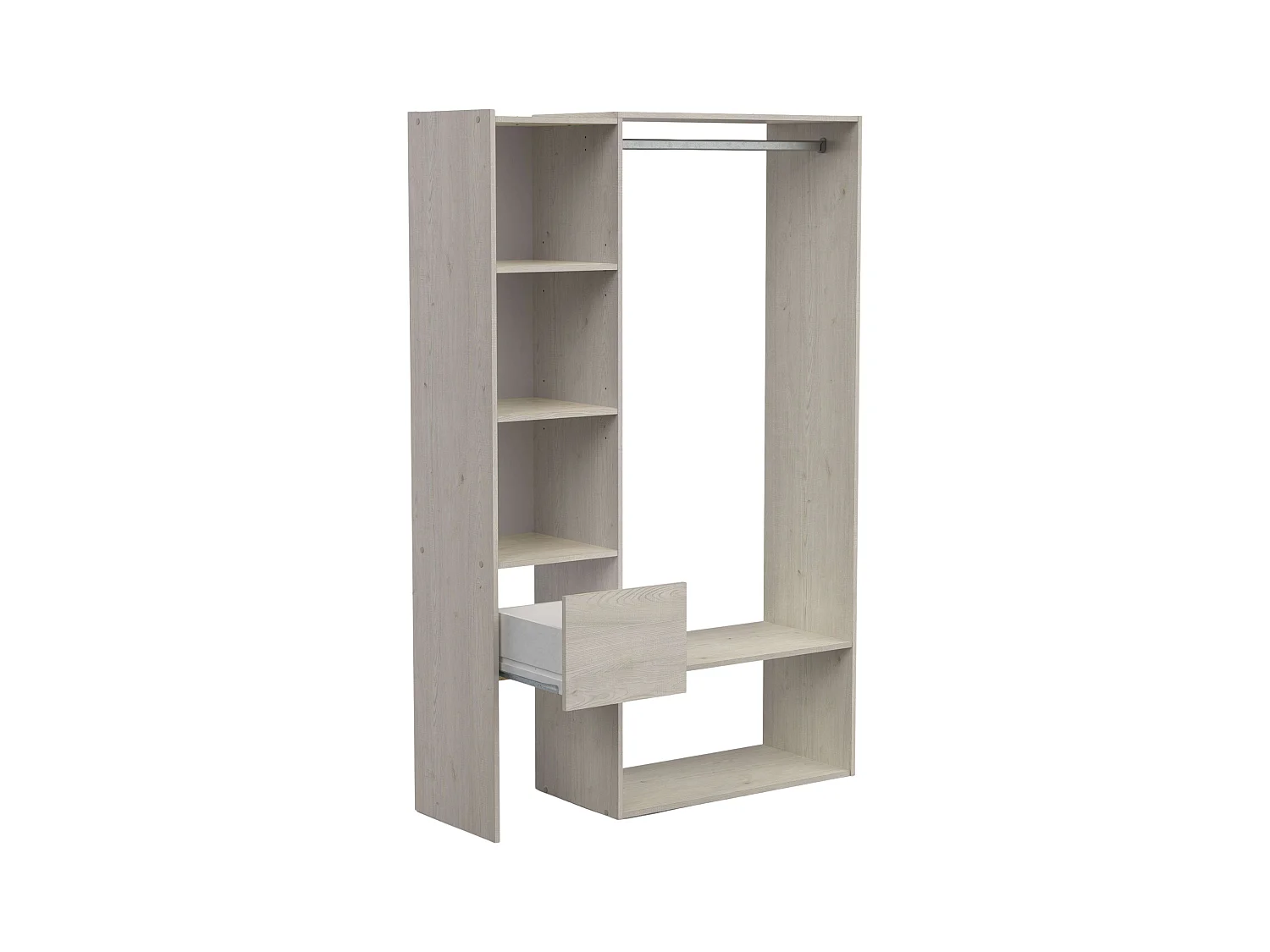 Vestidor Flower Melamina, Roble Topanga, 119x183 cm, 1 Cajón, Barra, 5 Estantes