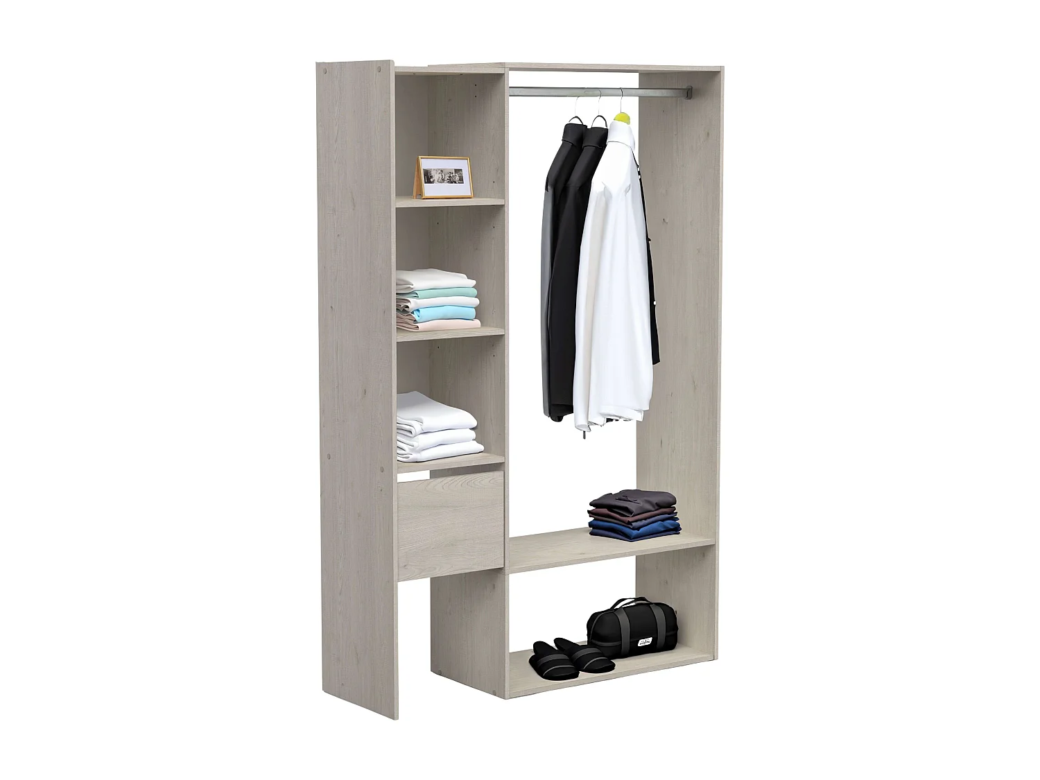 Vestidor Flower Melamina, Roble Topanga, 119x183 cm, 1 Cajón, Barra, 5 Estantes