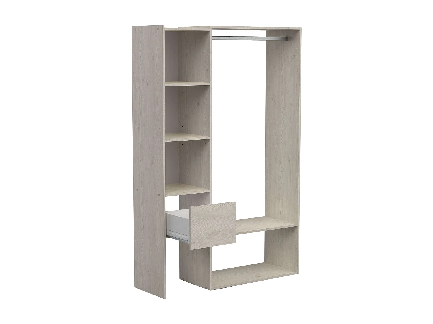 Vestidor Flower Melamina, Roble Topanga, 119x183 cm, 1 Cajón, Barra, 5 Estantes