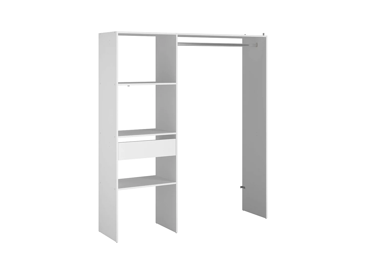 Vestidor Modular Abierto Custom Módulo D + E, 3 Estantes Cajón 162x180 cm Blanco