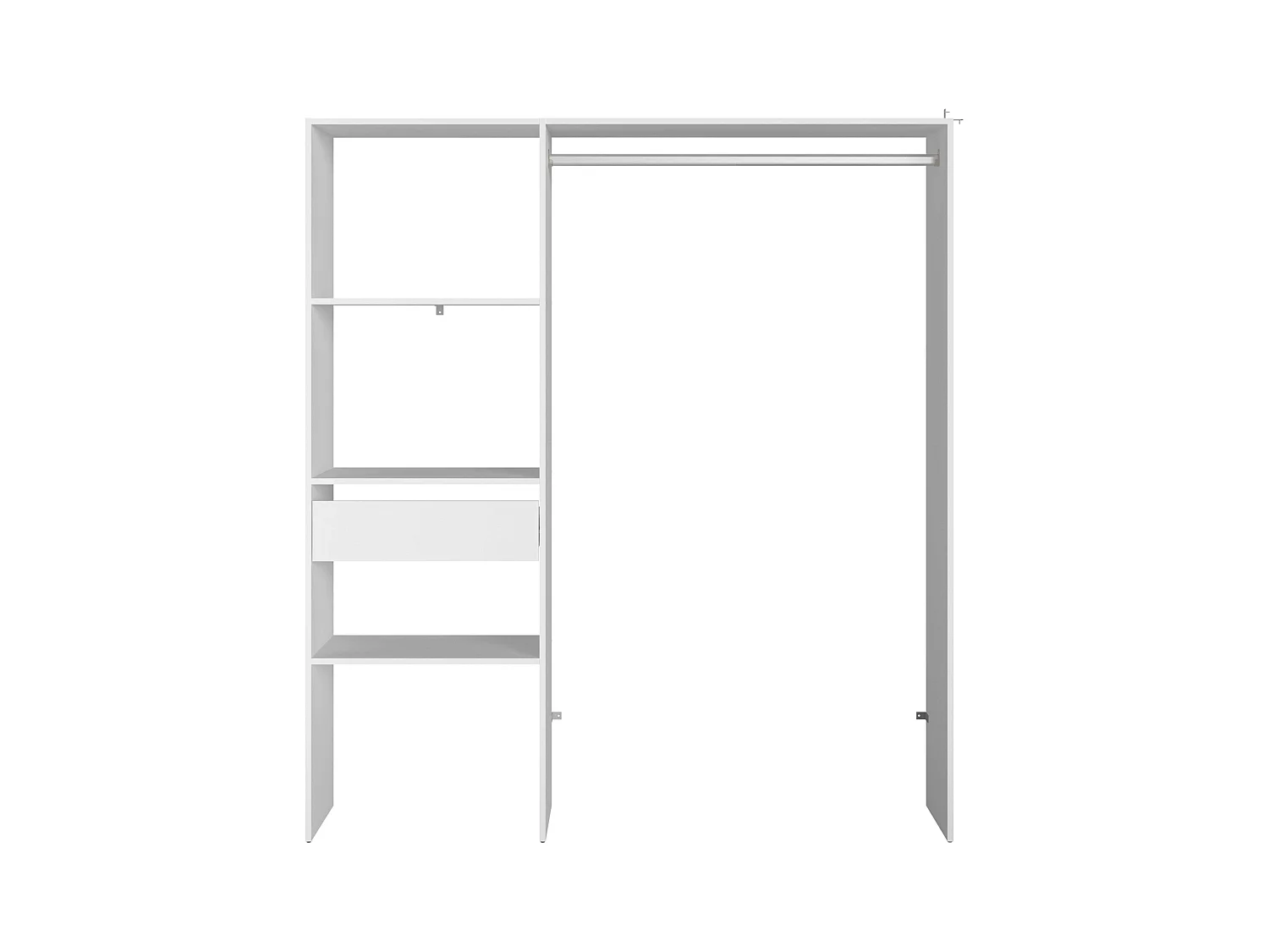 Vestidor Modular Abierto Custom Módulo D + E, 3 Estantes Cajón 162x180 cm Blanco