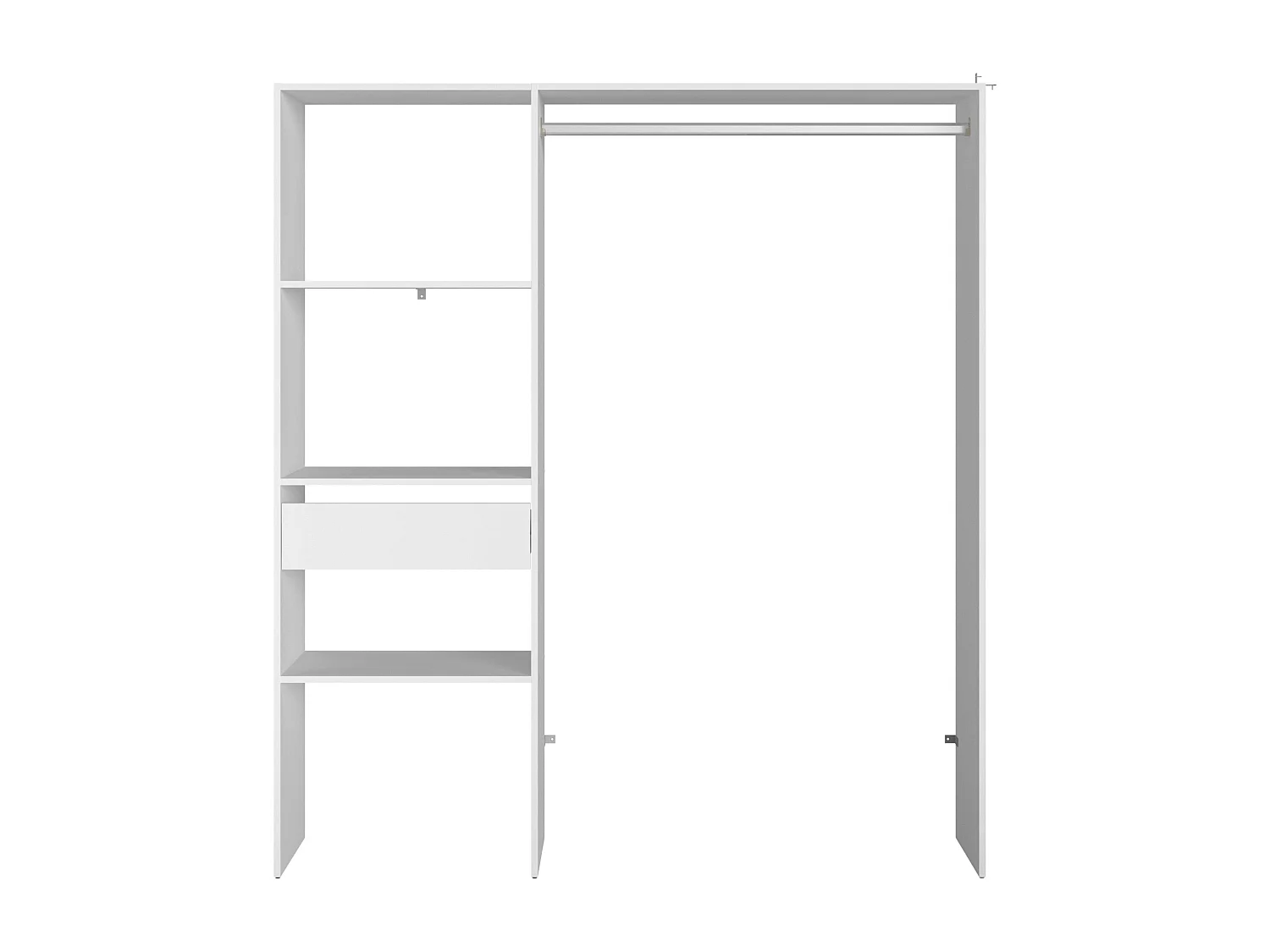 Camarim Modular Aberto Personalizado Módulo D + E, 3 Prateleiras Gaveta 162x180 cm Branco