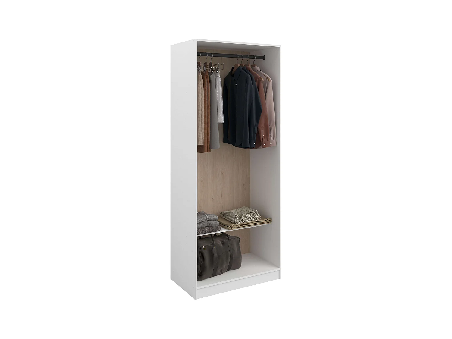 Vestidor Flexa Dormitorio 1 Estante y 1 Barra Madera Claro Blanco 83x200x50 cm