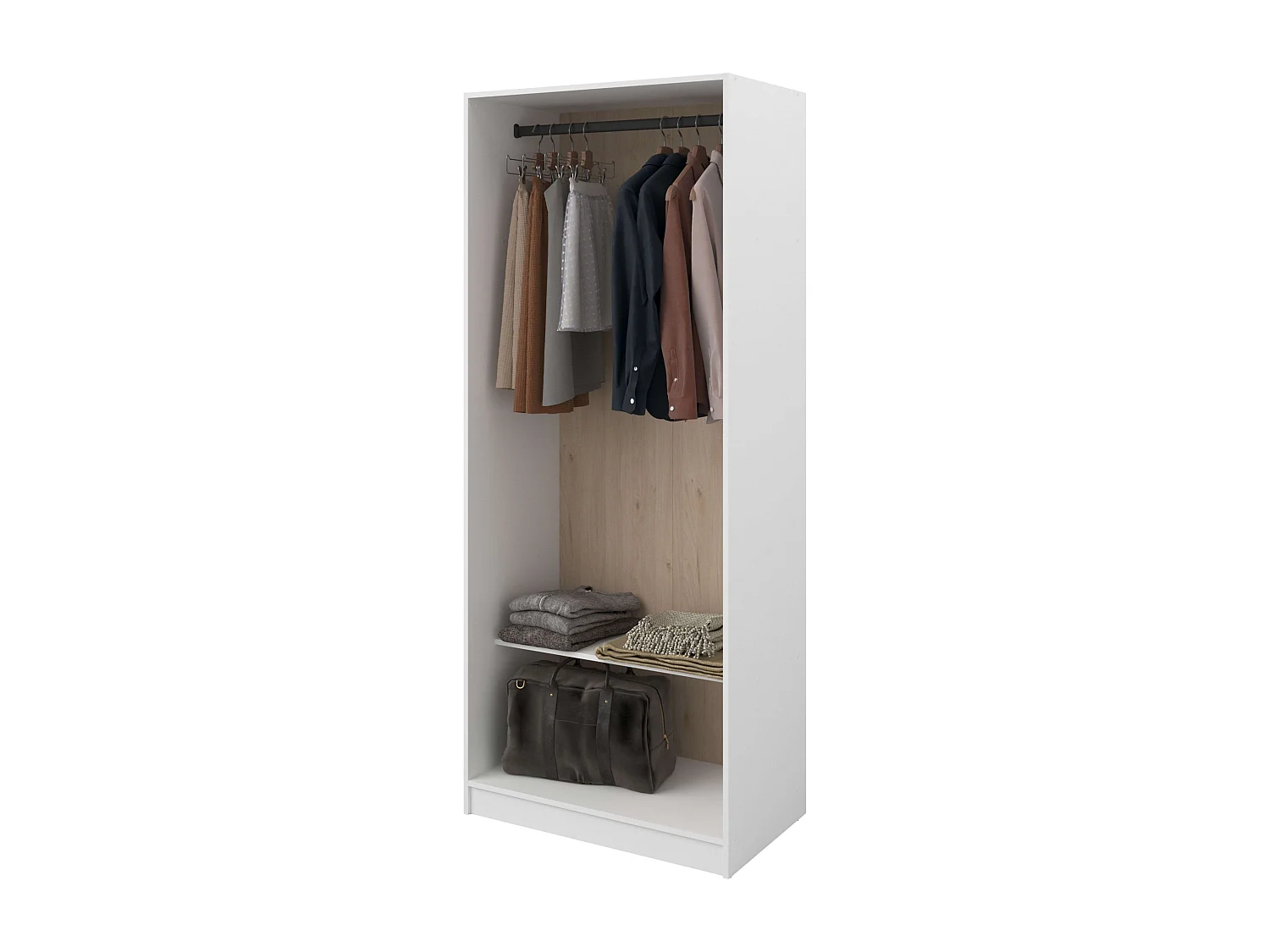 Vestidor Flexa Dormitorio 1 Estante y 1 Barra Madera Claro Blanco 83x200x50 cm