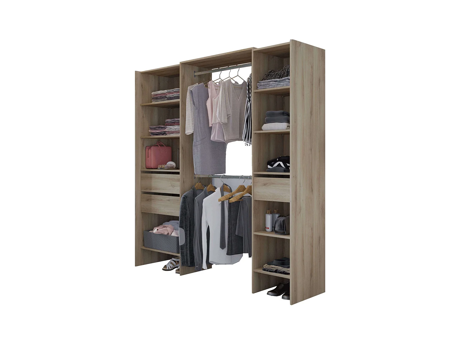 Vestidor Miami 2 Columnas Roble Kronberg 205x154-191x50 cm Industrial