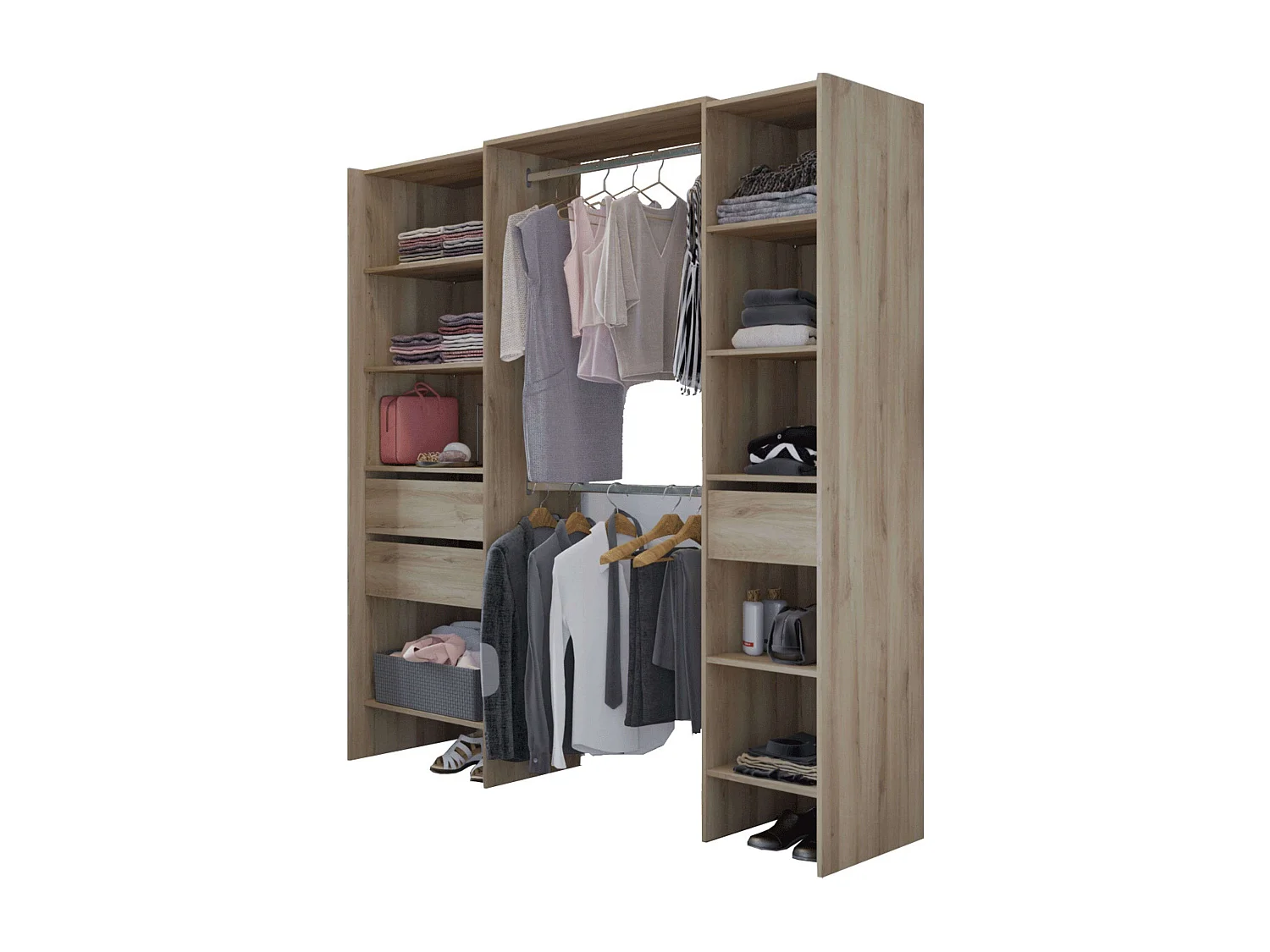 Vestidor Miami 2 Columnas Roble Kronberg 205x154-191x50 cm Industrial