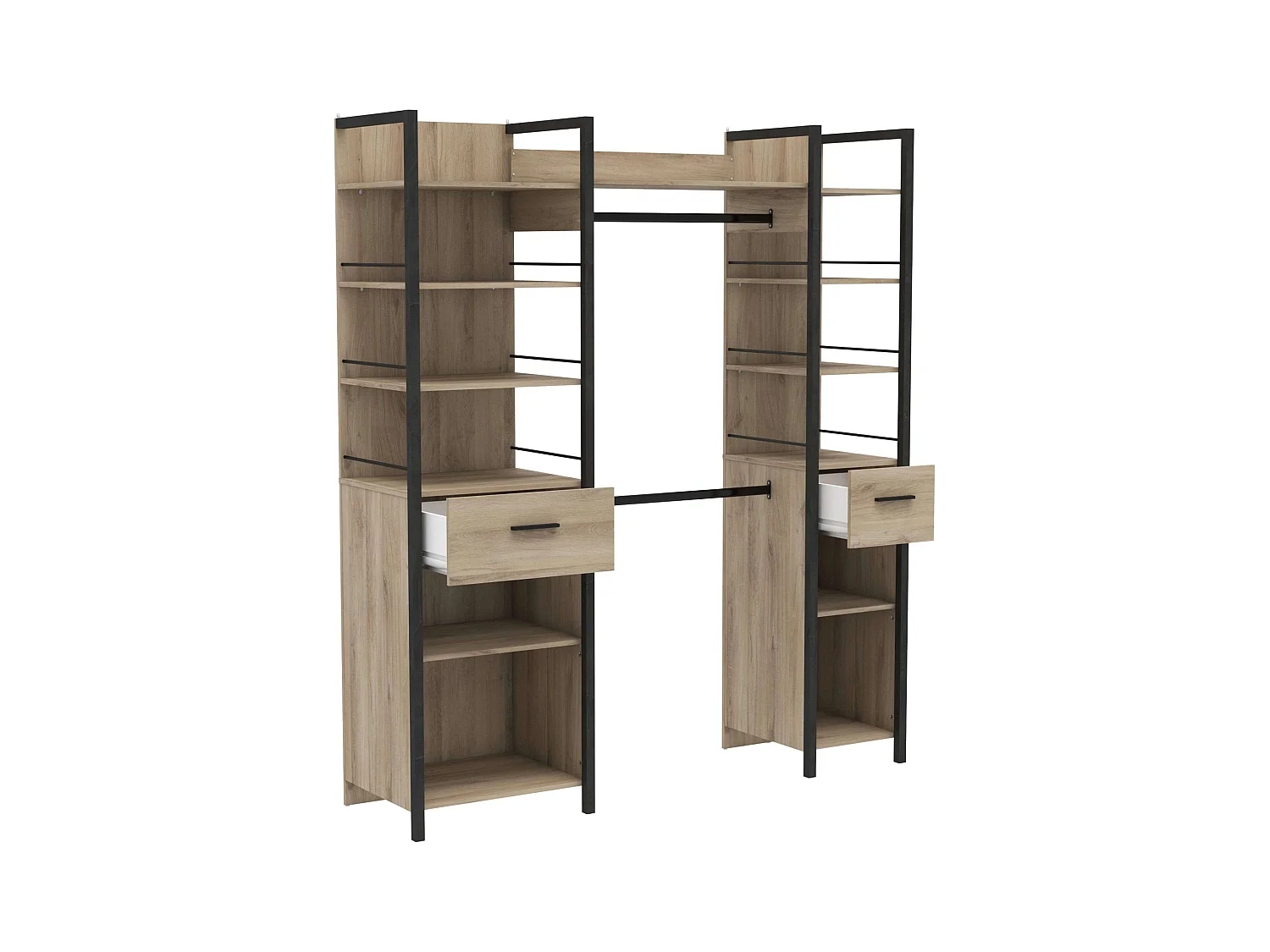 Vestidor Urano Roble Kronberg y Negro 180x45x208 cm Dormitorio Ind.