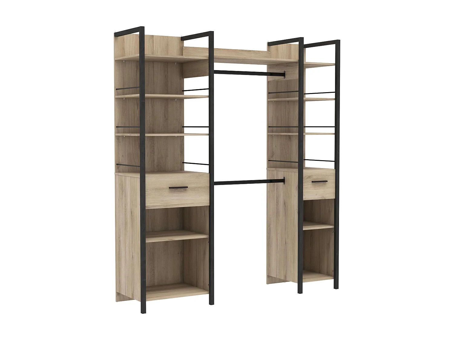 Vestidor Urano Roble Kronberg y Negro 180x45x208 cm Dormitorio Ind.