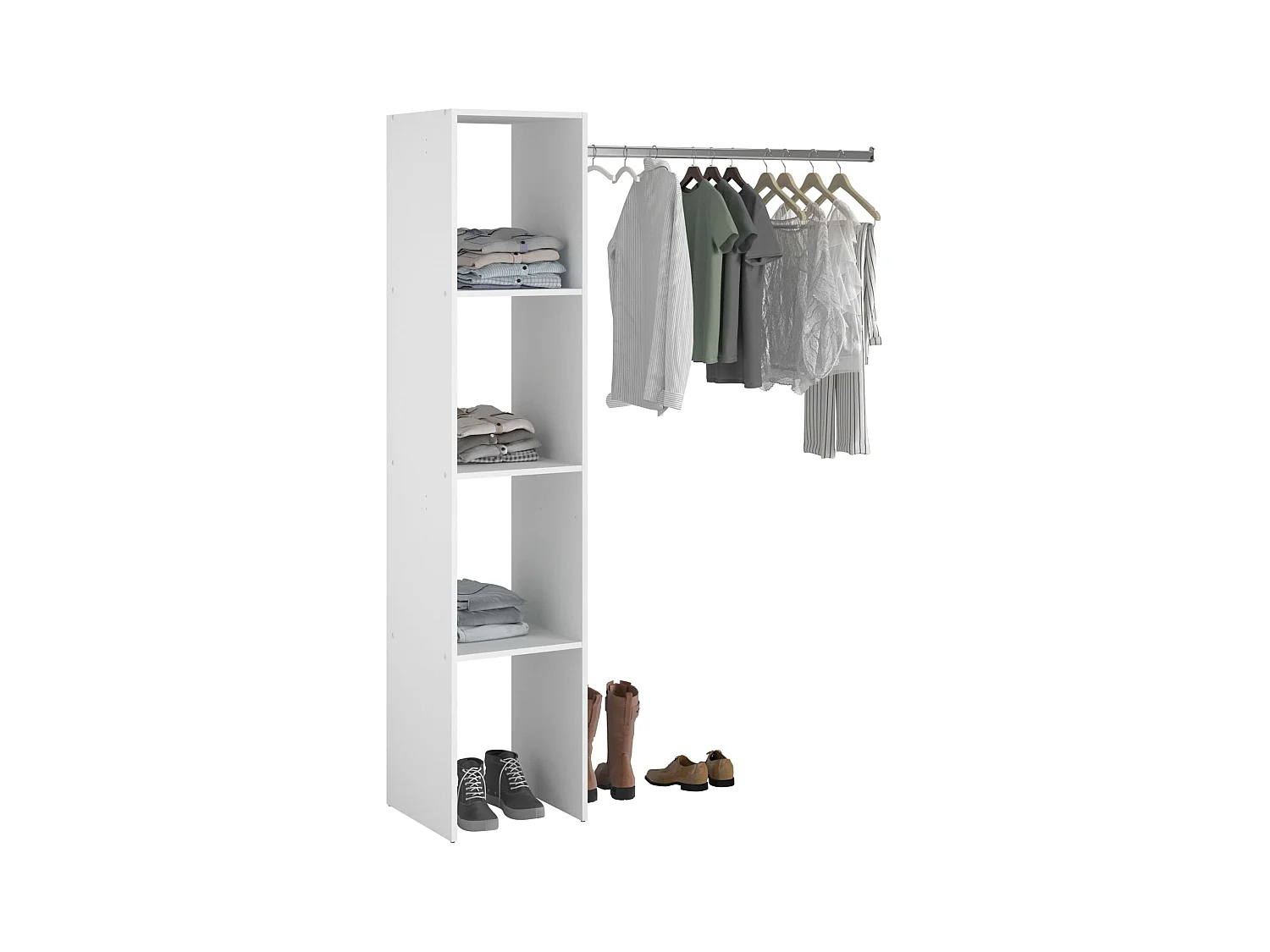 Vestidor Modular Abierto Custom Blanco con Modulo F+G 176x200 cm