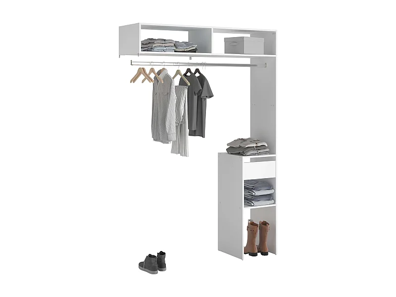 Vestidor Modular Abierto Custom Blanco con Modulo F+G 176x200 cm