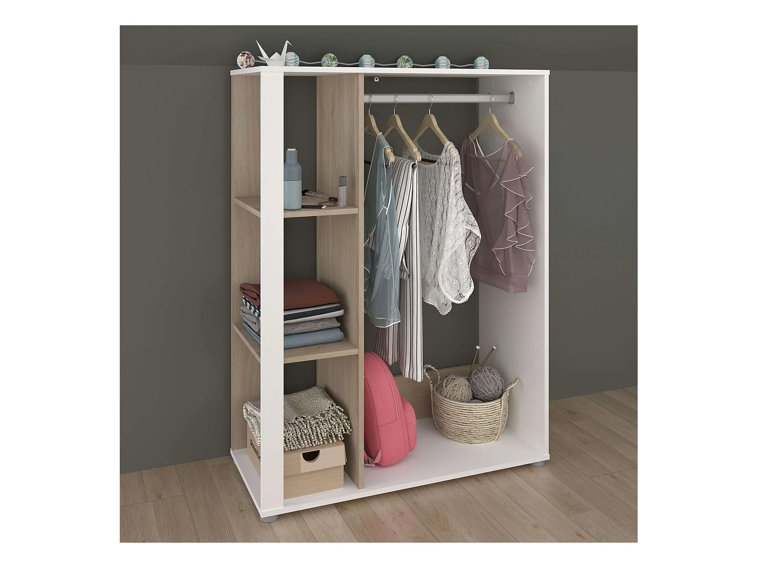 Dressing Boréal Chêne Japonais Blanc Mat 90x79 cm