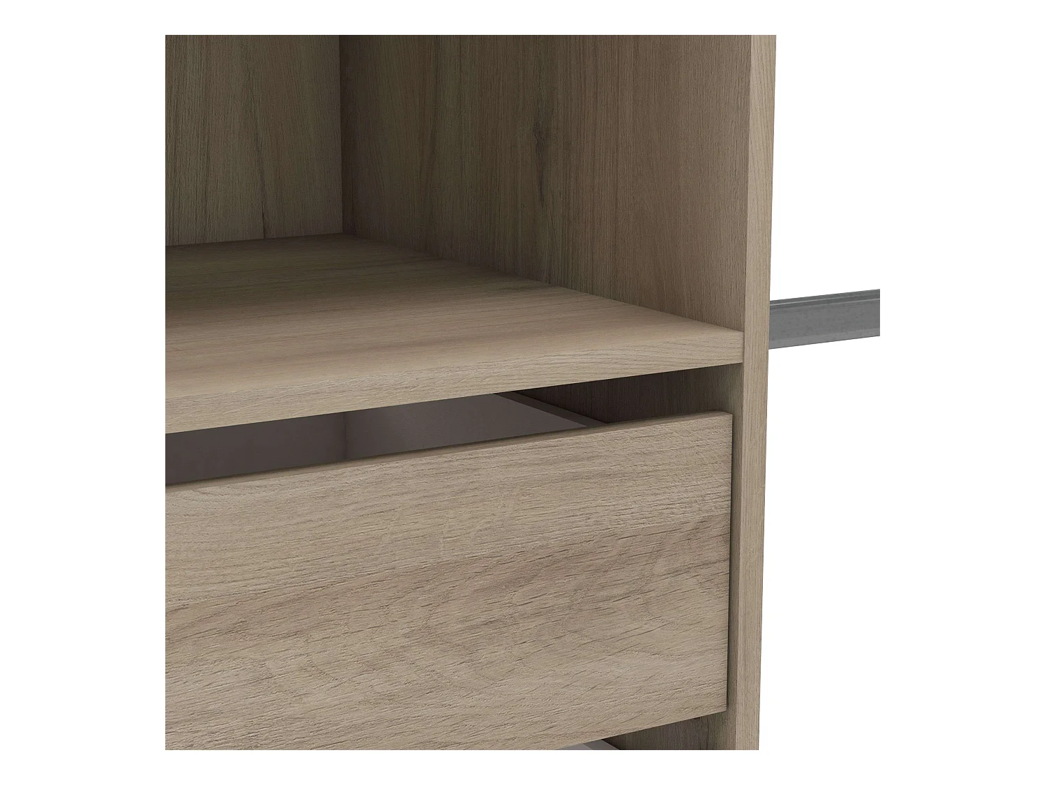 Armario 2 barras colgadoras 4 estantes 2 cajones 205x185x44 cm