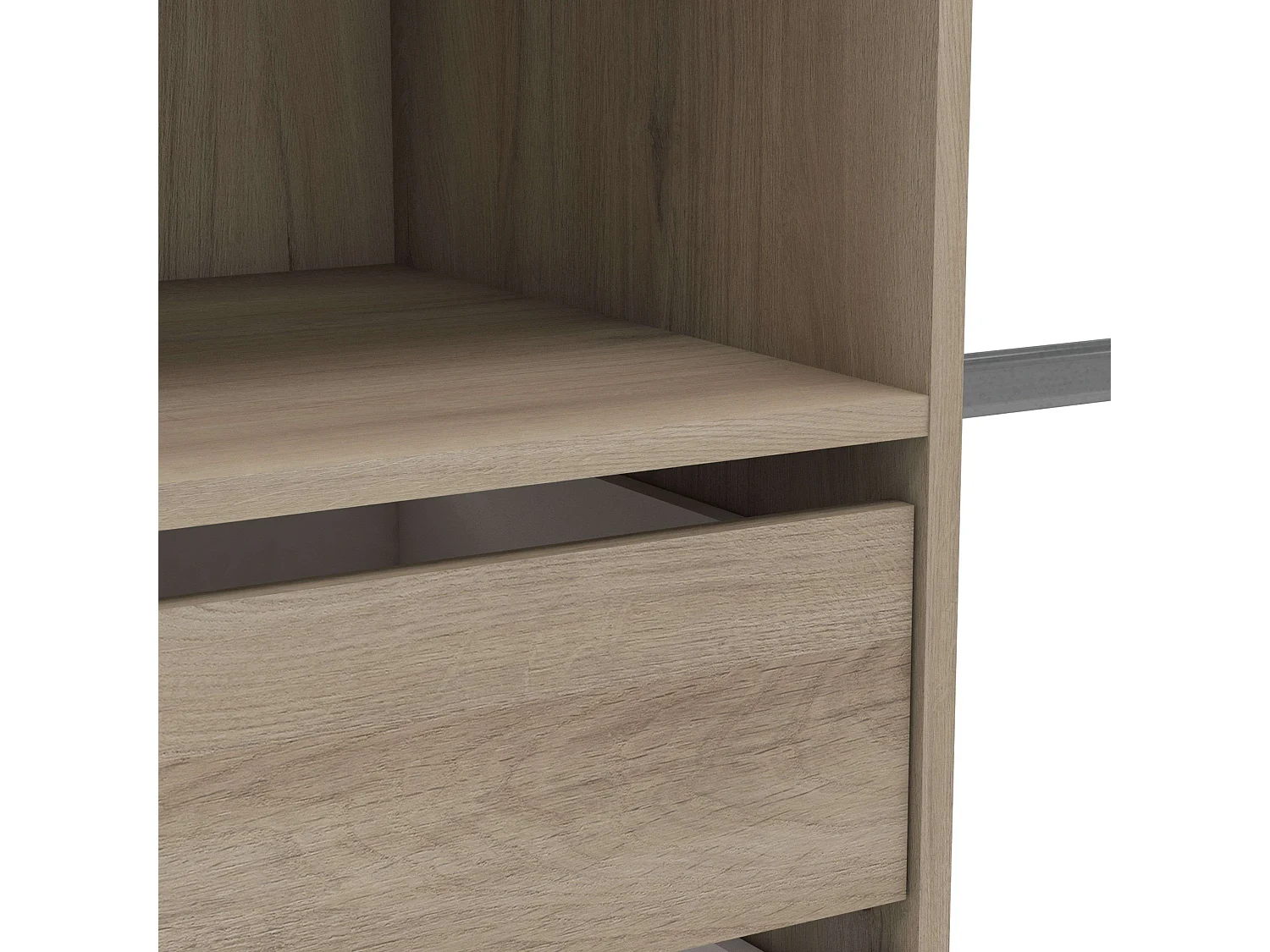 Armario 2 barras colgadoras 4 estantes 2 cajones 205x185x44 cm