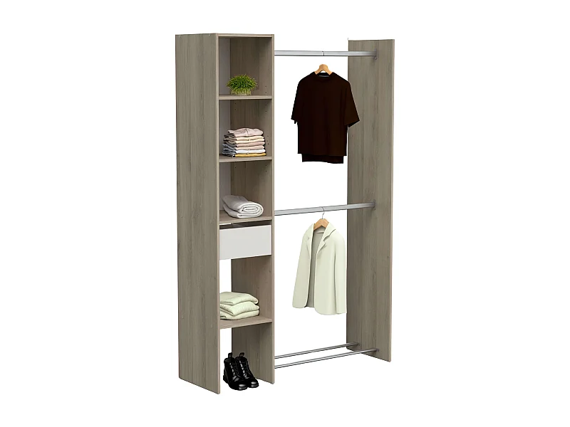 Dressing Californie 1 tiroir Armoire ouverte Kronberg Chêne Blanc 118x183 cm