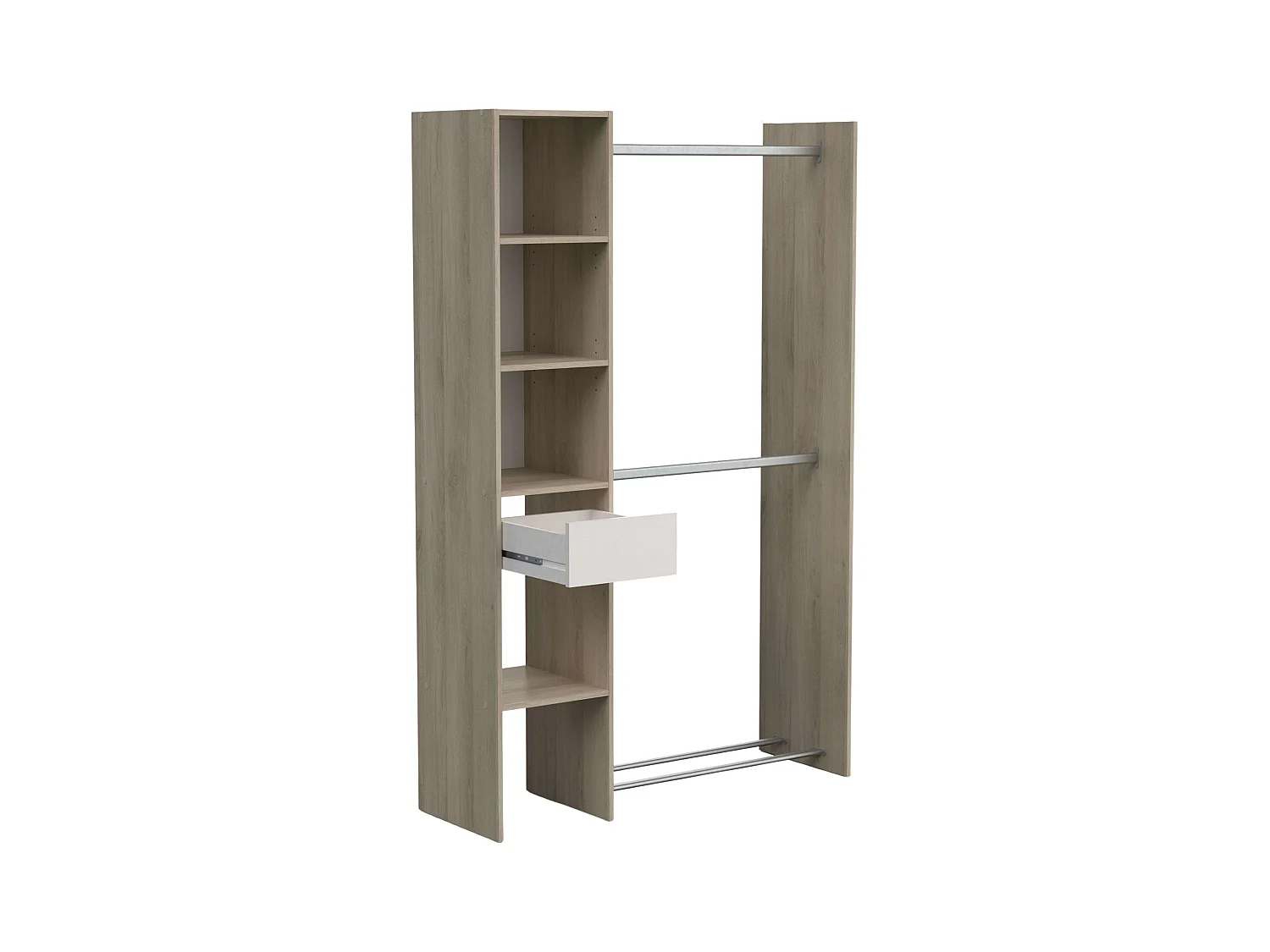 Dressing Californie 1 tiroir Armoire ouverte Kronberg Chêne Blanc 118x183 cm