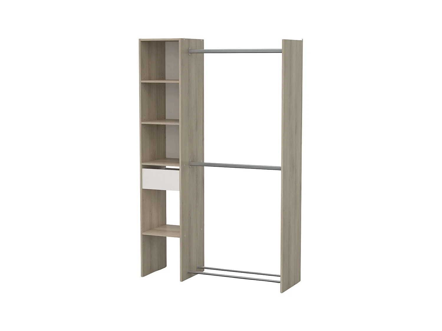Dressing Californie 1 tiroir Armoire ouverte Kronberg Chêne Blanc 118x183 cm