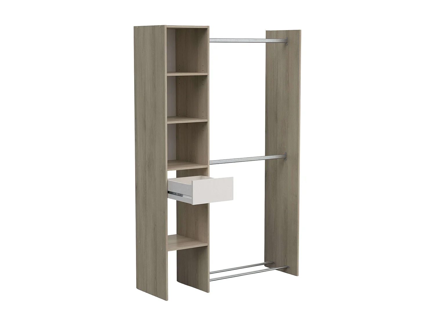 Vestidor Californie 1 Cajón Armario Abierto Roble Kronberg Blanco 118x183 cm