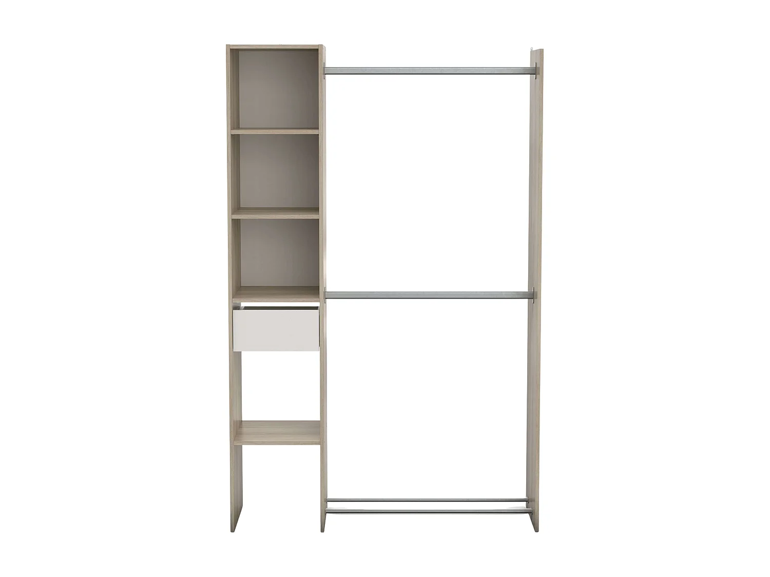 Vestidor Californie 1 Cajón Armario Abierto Roble Kronberg Blanco 118x183 cm