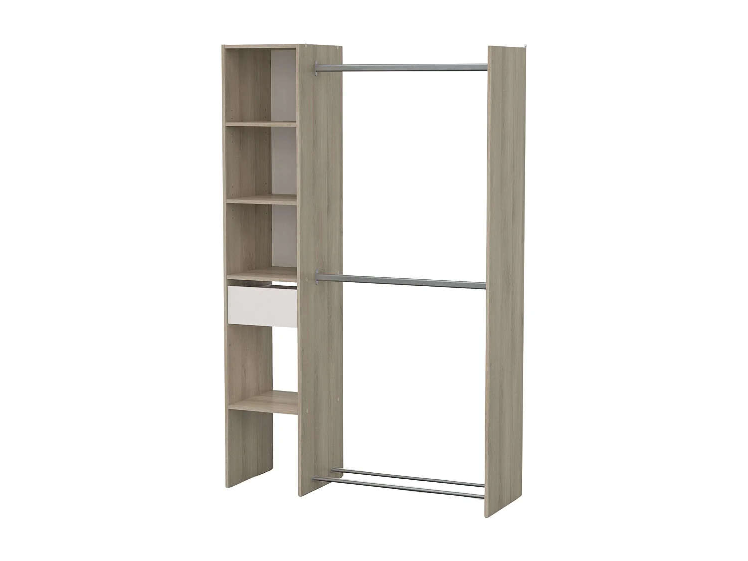 Vestidor Californie 1 Cajón Armario Abierto Roble Kronberg Blanco 118x183 cm
