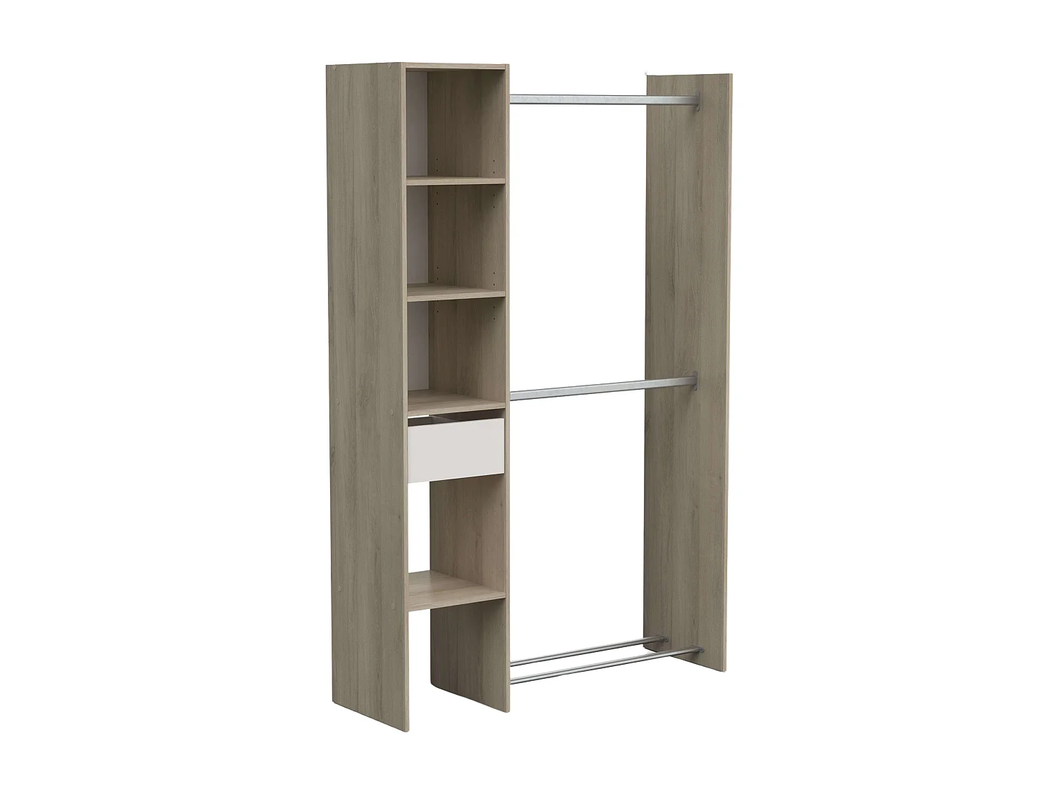 Vestidor Californie 1 Cajón Armario Abierto Roble Kronberg Blanco 118x183 cm