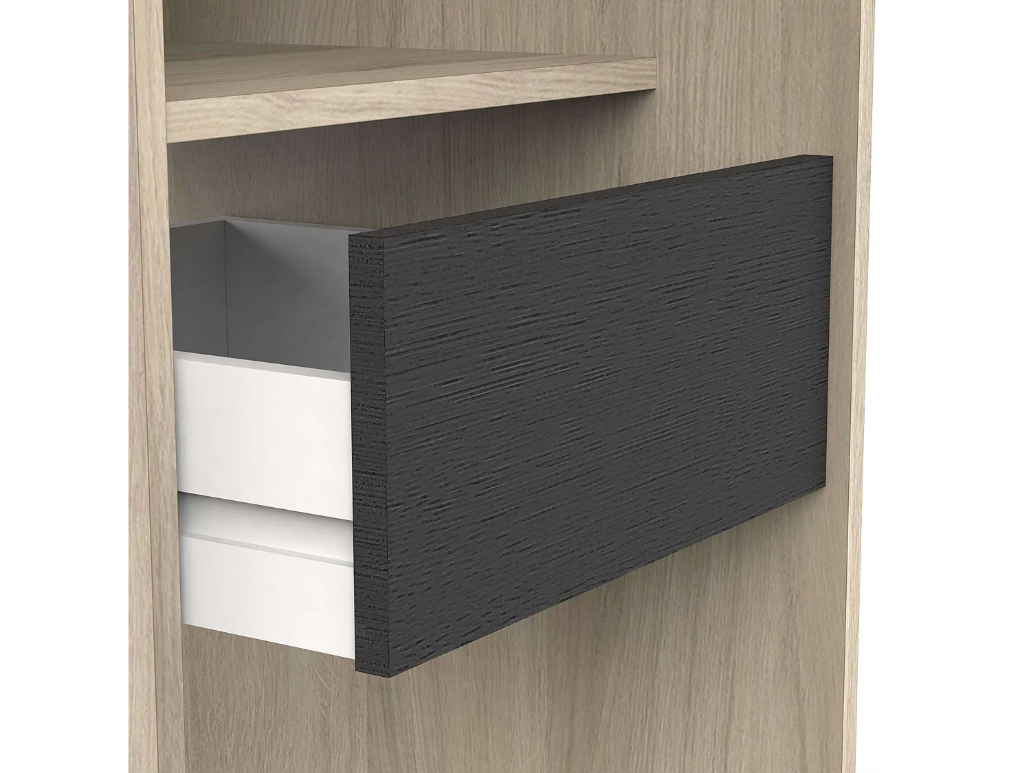 Vestidor Abierto Diego 2 Cajones 8 Estantes 2 Barras Roble 182 cm