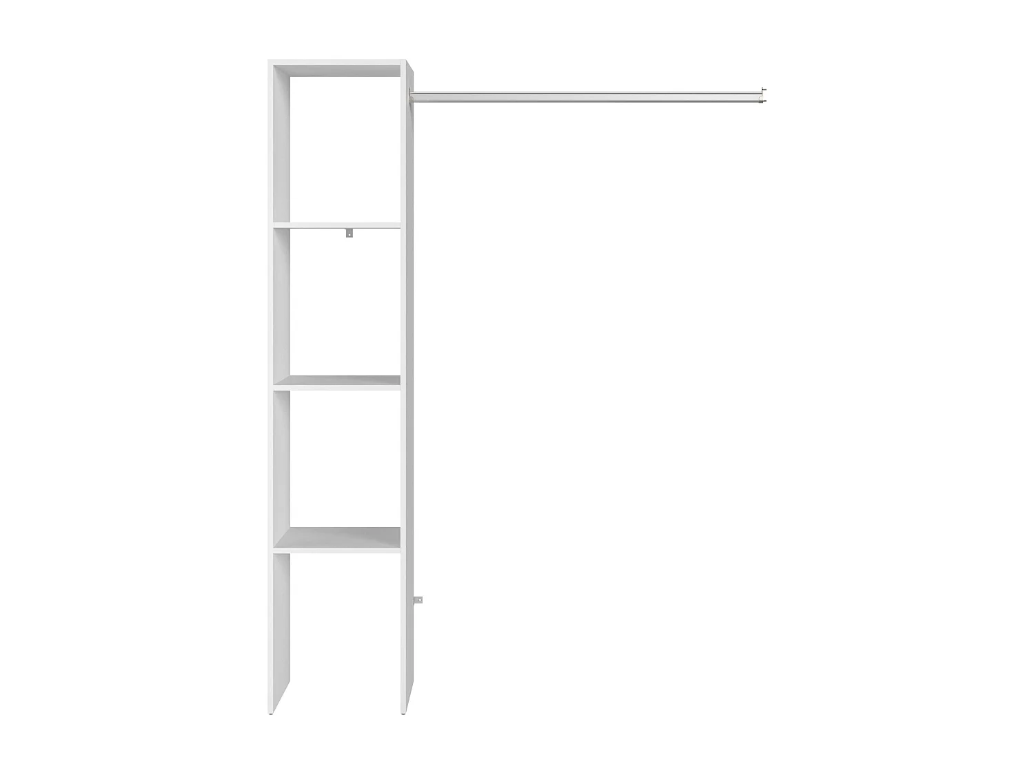 Dressing ouvert modulable blanc sur mesure avec module A, 3 étagères 138 x 180 cm