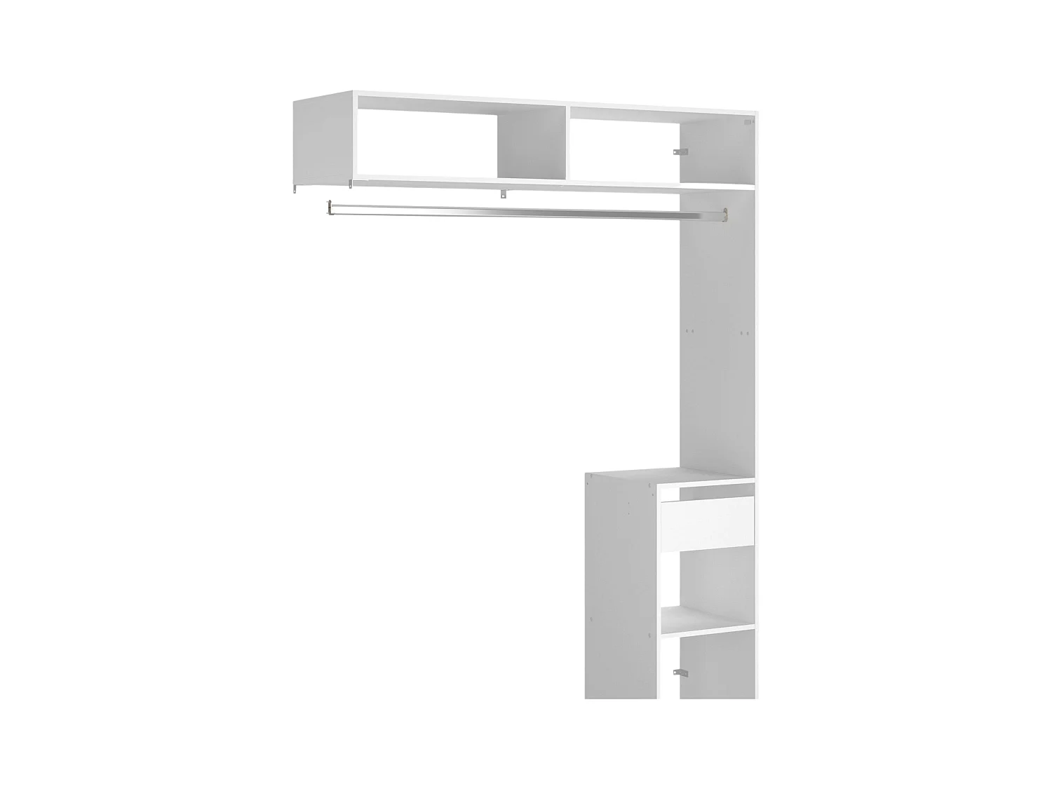 Vestidor Modular Abierto Custom Blanco Modulo F 4 Estantes y Barra 104X204 cm
