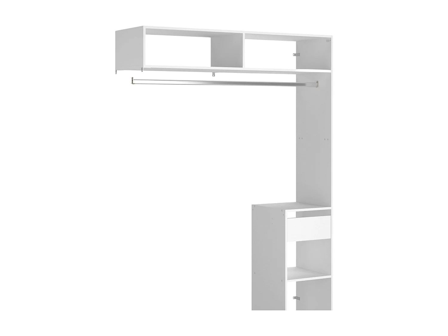 Vestidor Modular Abierto Custom Blanco Modulo F 4 Estantes y Barra 104X204 cm