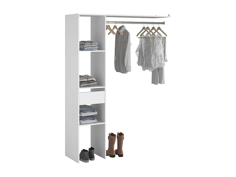 Dressing modulable sur mesure 138x180 cm blanc avec module C et étagères