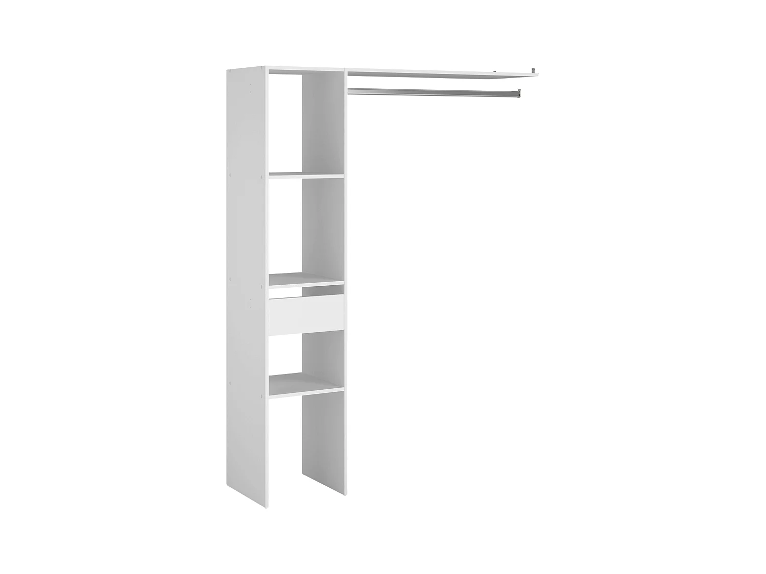 Dressing modulable sur mesure 138x180 cm blanc avec module C et étagères