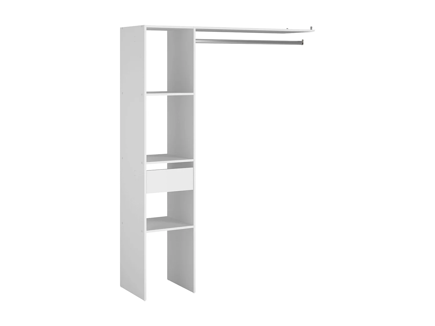 Dressing modulable sur mesure 138x180 cm blanc avec module C et étagères