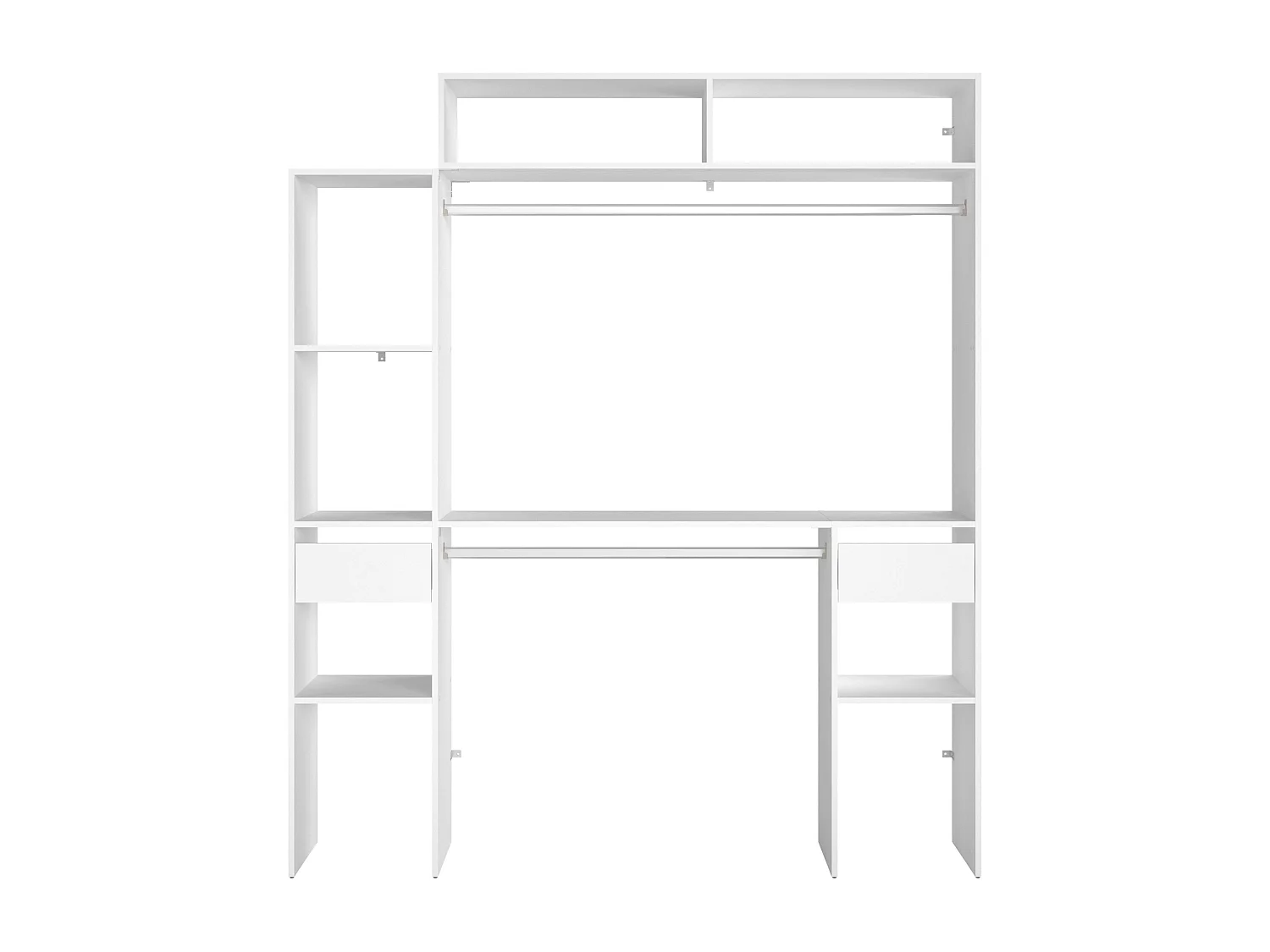 Dressing modulable sur mesure 138x180 cm blanc avec module C et étagères