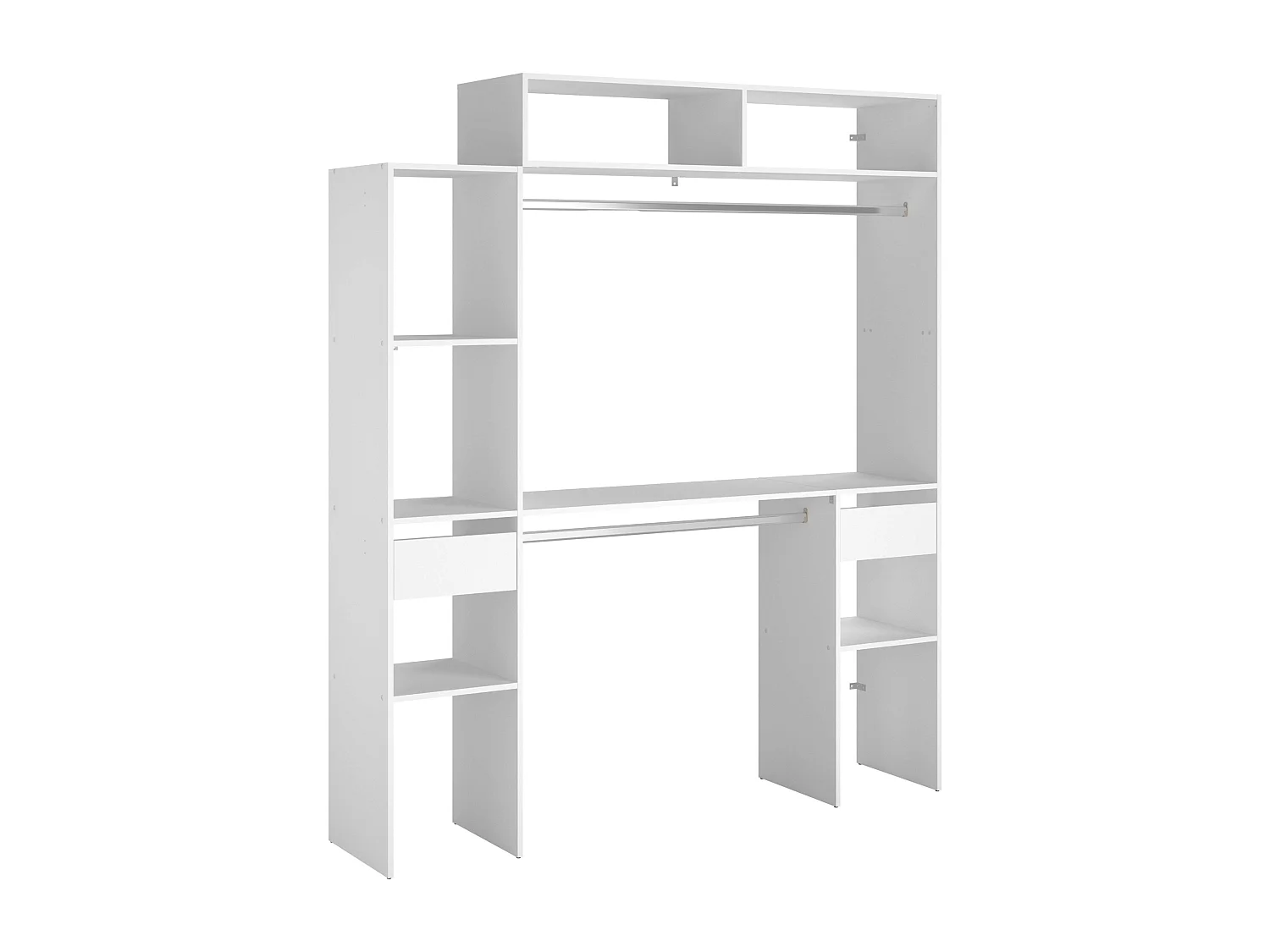 Dressing modulable sur mesure 138x180 cm blanc avec module C et étagères