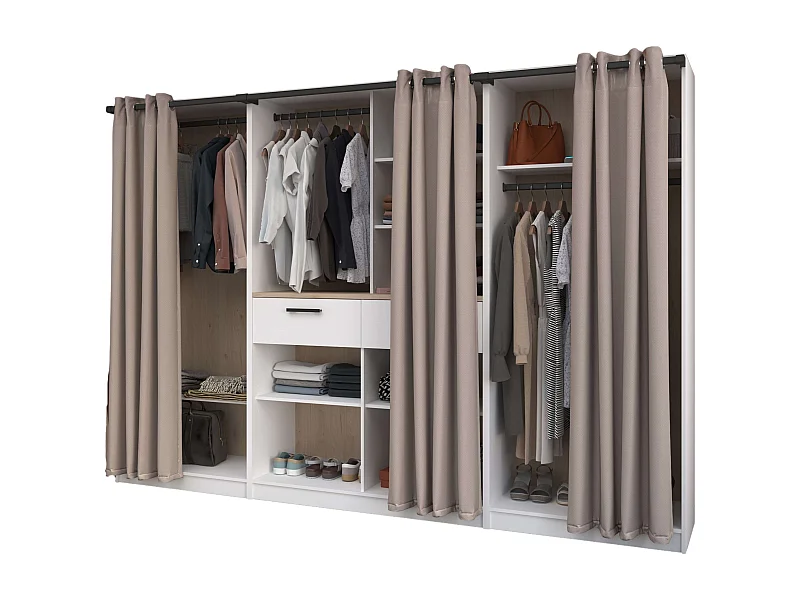 Vestidor modular Flexa 2 cajones 6 estantes roble/blanco 286 cm