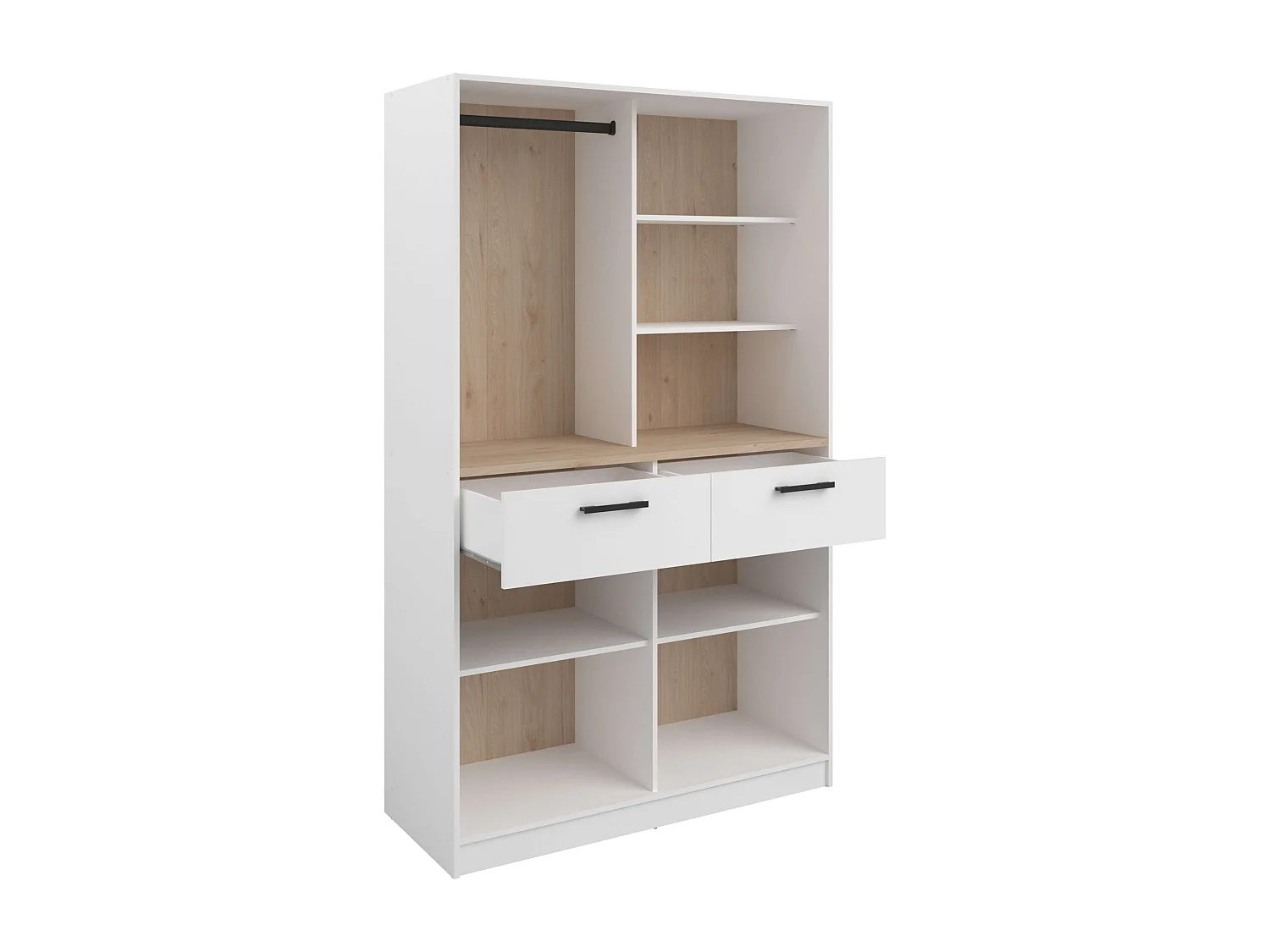 Vestidor modular Flexa 2 cajones 6 estantes roble/blanco 286 cm