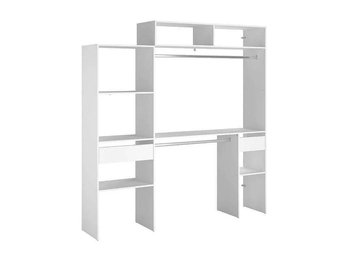 Vestidor Modular Custom Blanco Modulo D+F 7 Estantes 2 Barra 193x203x40 cm