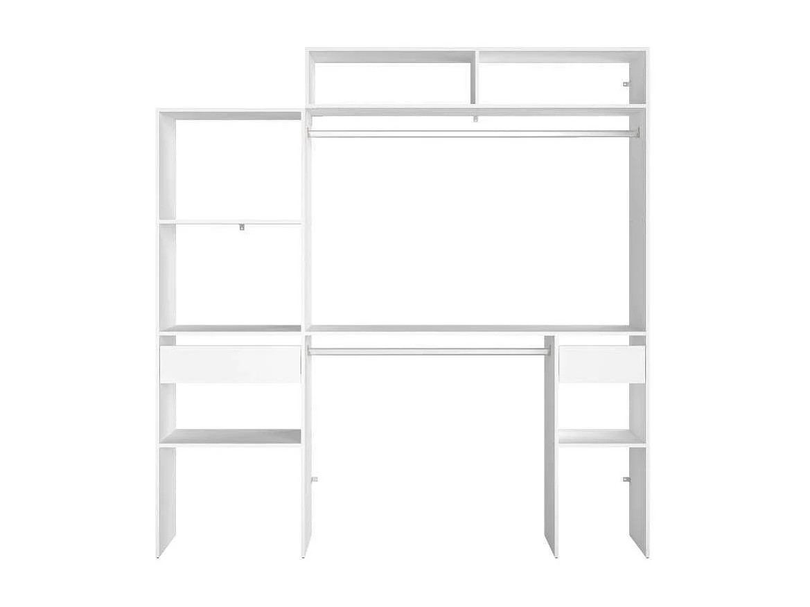 Vestidor Modular Custom Blanco Modulo D+F 7 Estantes 2 Barra 193x203x40 cm