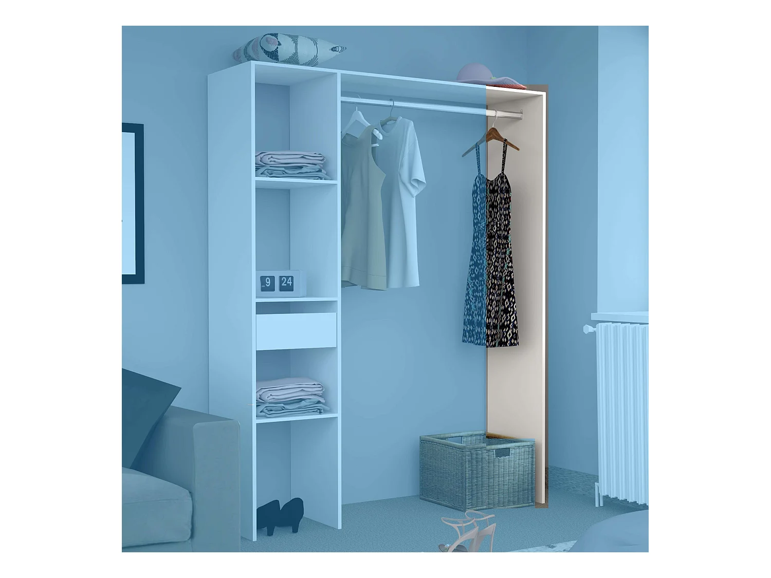 Dressing ouvert modulable pour chambre à coucher Blanc Module E 2x180 cm