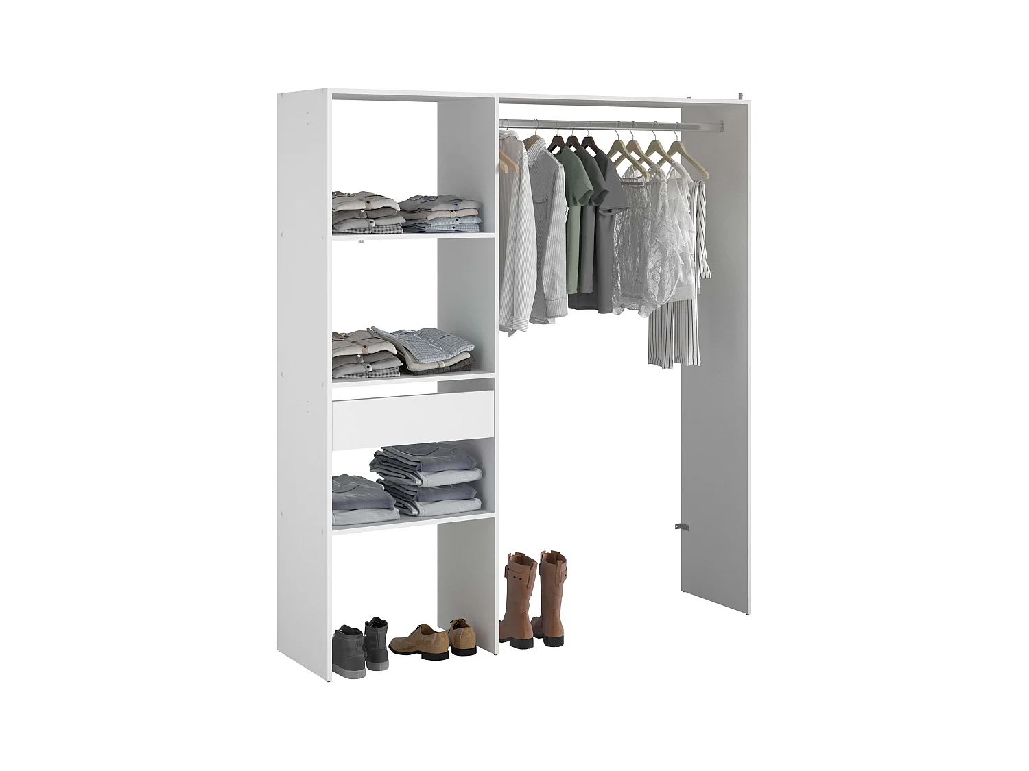 Dressing ouvert modulable pour chambre à coucher Blanc Module E 2x180 cm