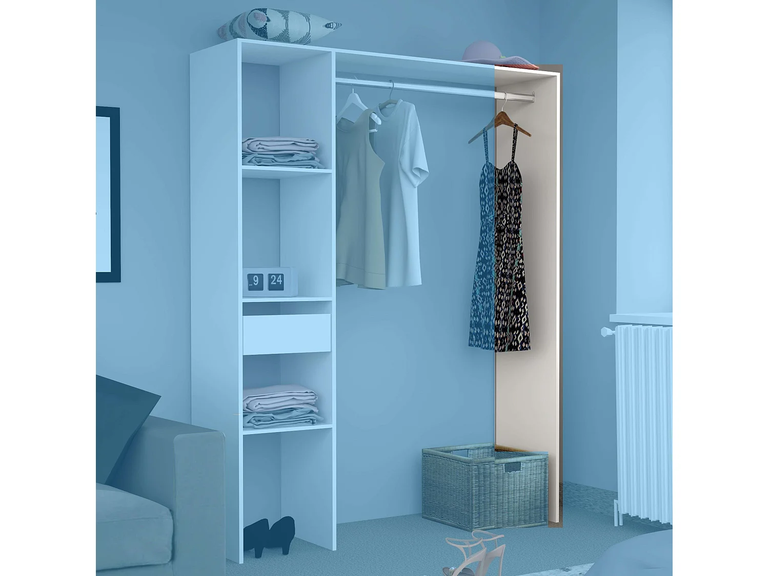 Dressing ouvert modulable pour chambre à coucher Blanc Module E 2x180 cm