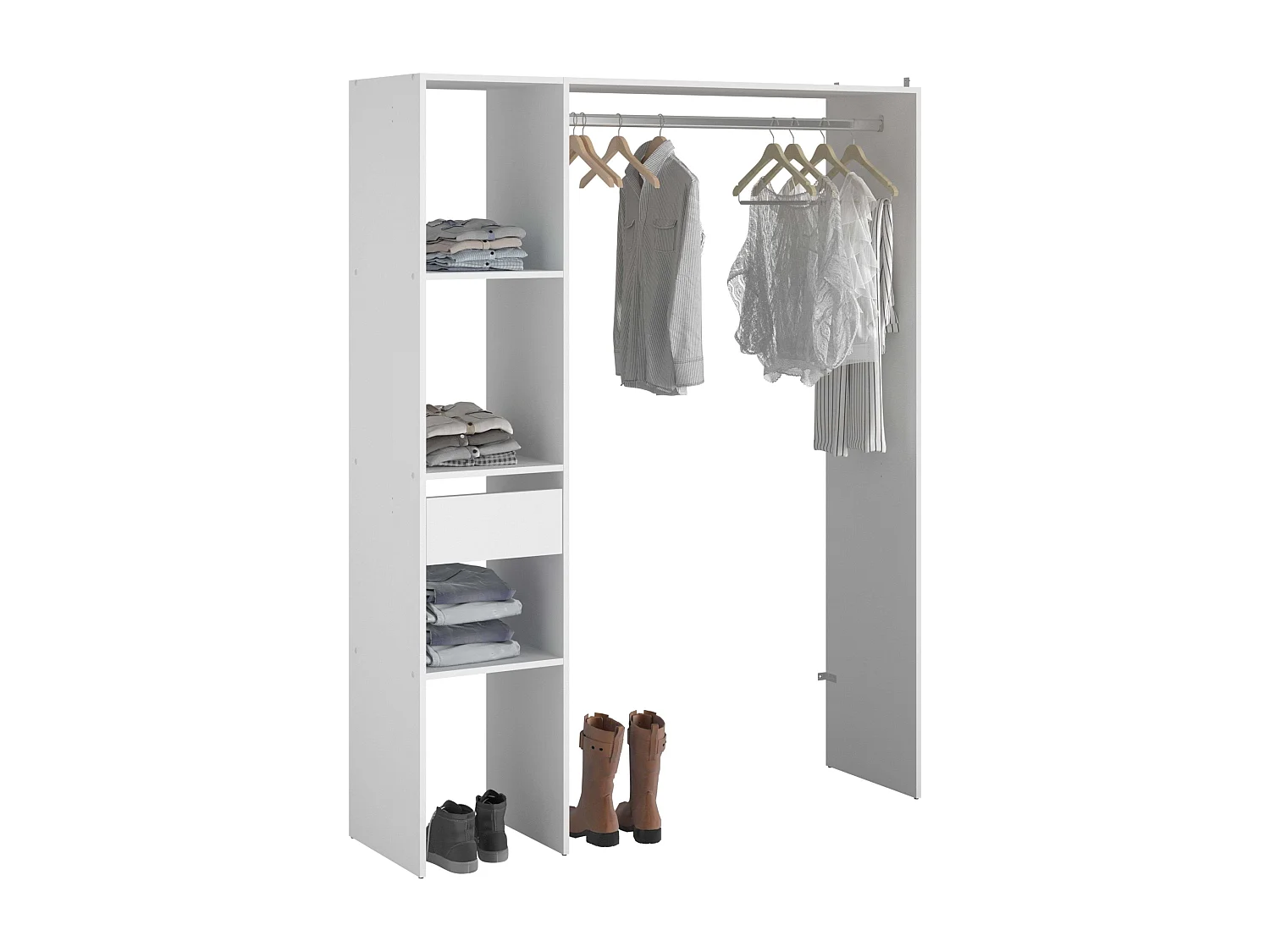 Dressing ouvert modulable pour chambre à coucher Blanc Module E 2x180 cm