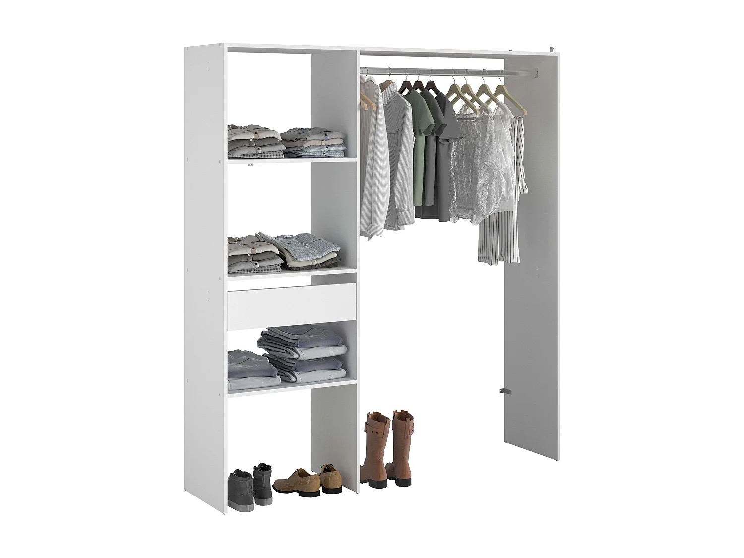 Dressing ouvert modulable pour chambre à coucher Blanc Module E 2x180 cm