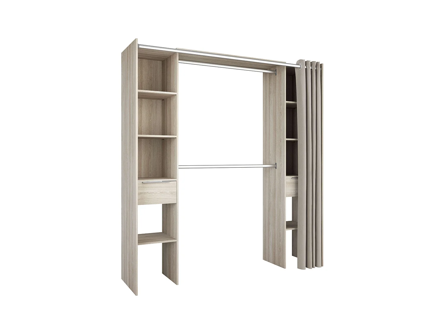 Armario/Vestidor Abierto Dana para Dormitorio en Roble Shannon 203x115-190x50 cm