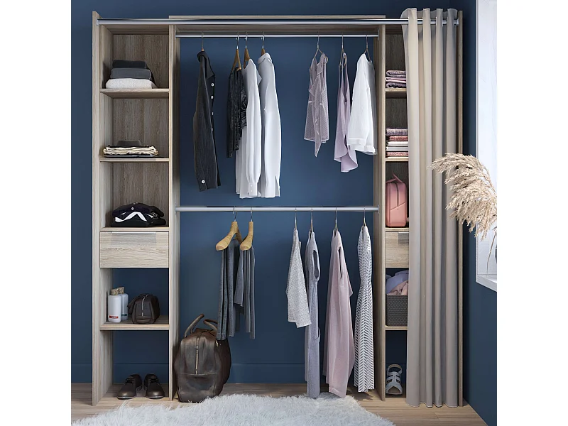 Armario/Vestidor Abierto Dana para Dormitorio en Roble Shannon 203x115-190x50 cm