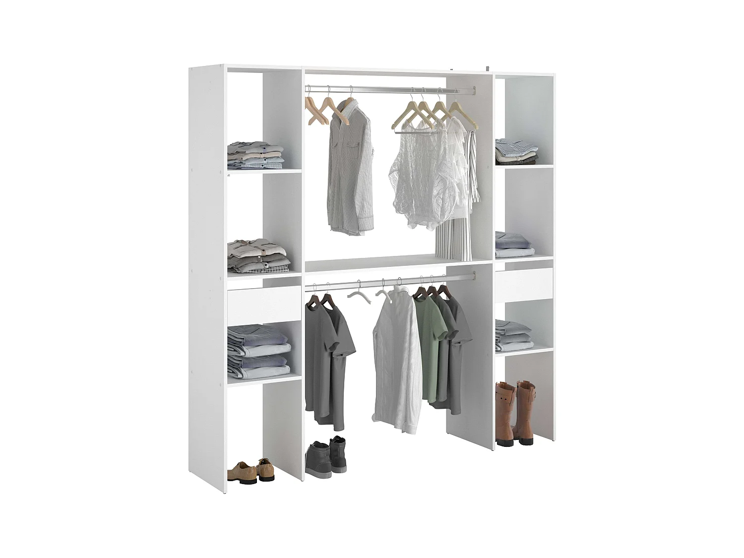 Vestidor Modular Abierto Custom Blanco Módulo C 6 Estantes 176x180 cm