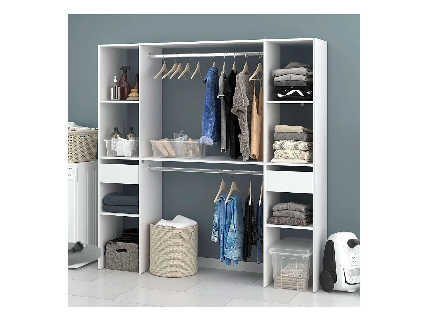 Vestidor Modular Abierto Custom Blanco Módulo C 6 Estantes 176x180 cm