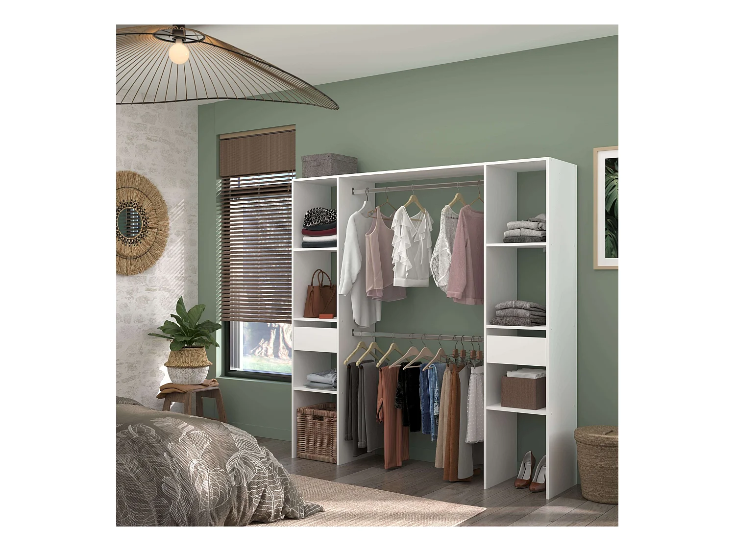 Vestidor Modular Abierto Custom Blanco Módulo C 6 Estantes 176x180 cm